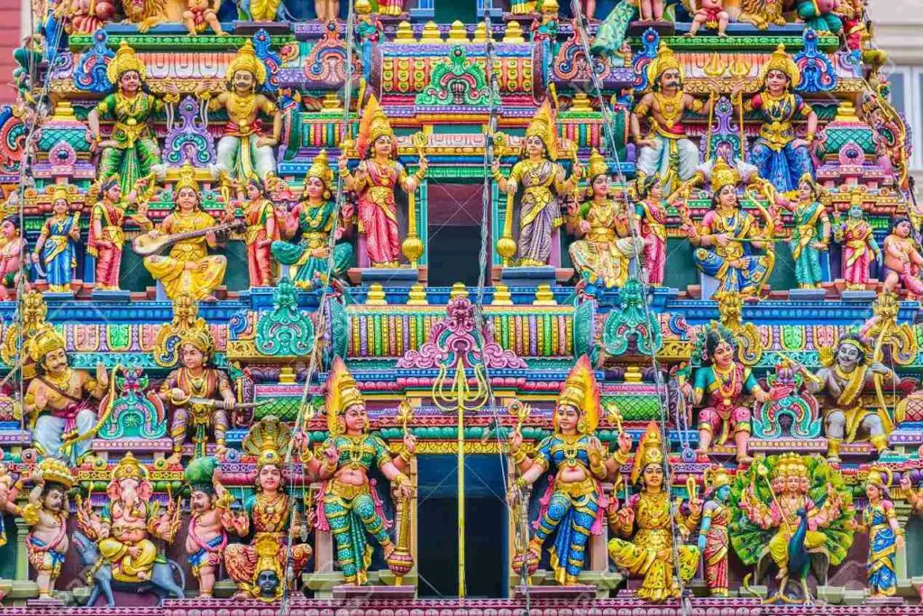 Close-up picture showing the details of Sri Veeramakaliamman Temple