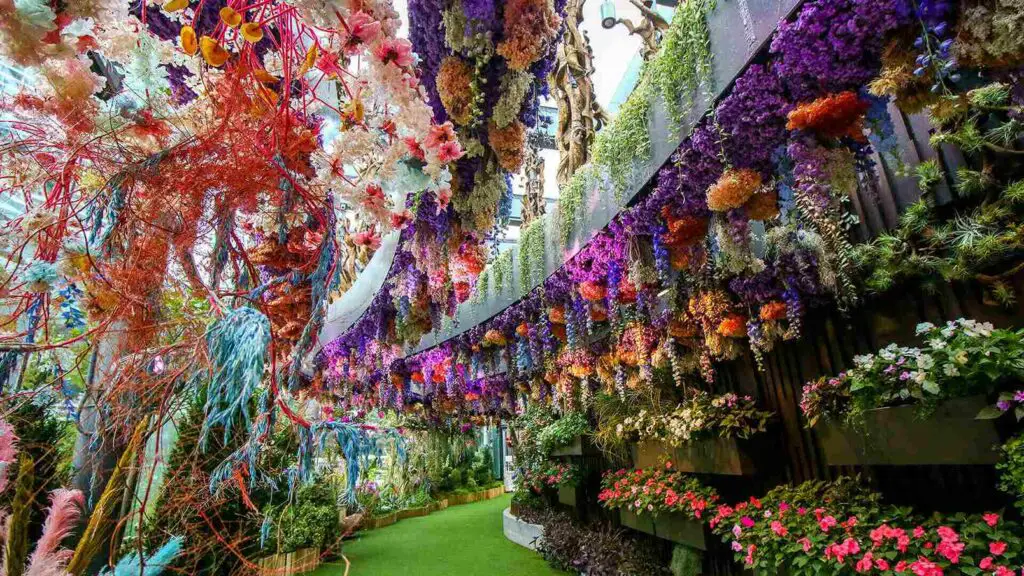 Hanging flowers in Floral Fantasy at Gardens by the Bay 