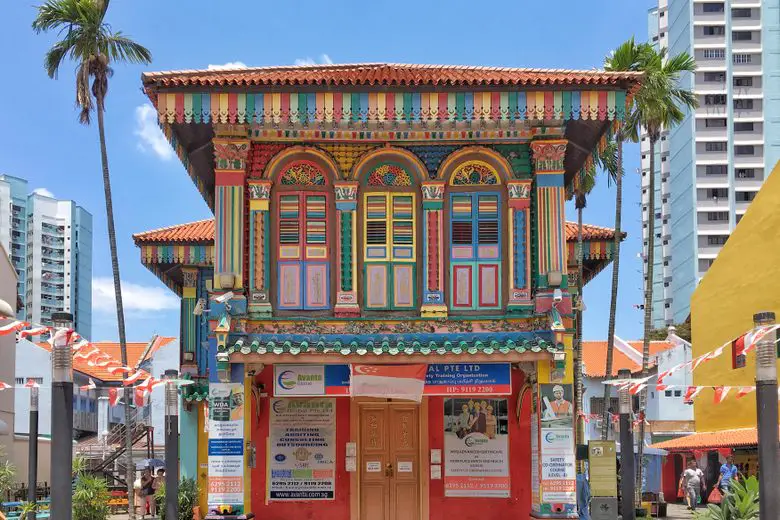 Colorful exterior of House of Tan Teng Niah, Little India Singapore