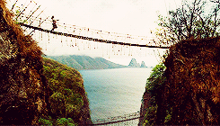Funny Jack Sparrow running on a bridge
