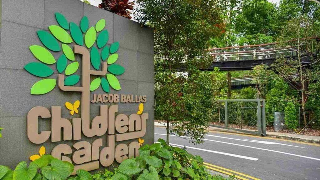 Entrance signage of Jacob Ballas Children's Garden at Singapore Botanic Gardens