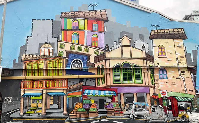 Colorful mural in Little India