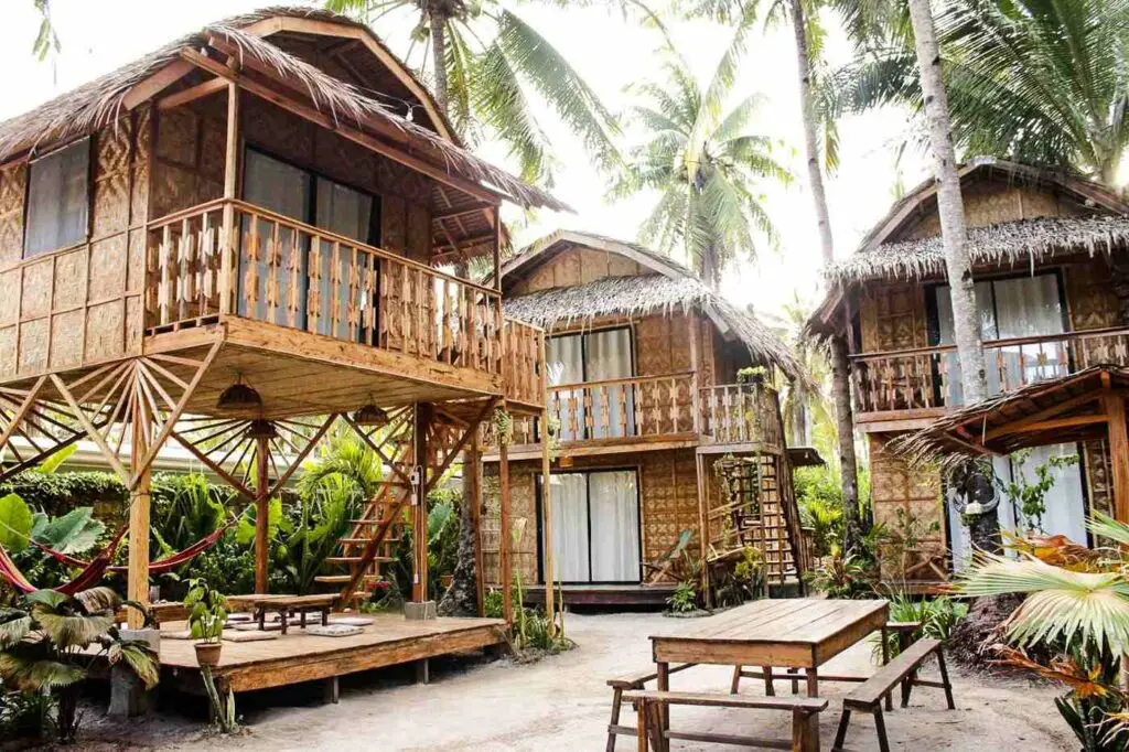 Bahay Kubo or native-style hostel in the Philippines