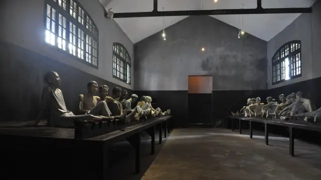 Statues depicting the prisoners in Hoa Lo Prison