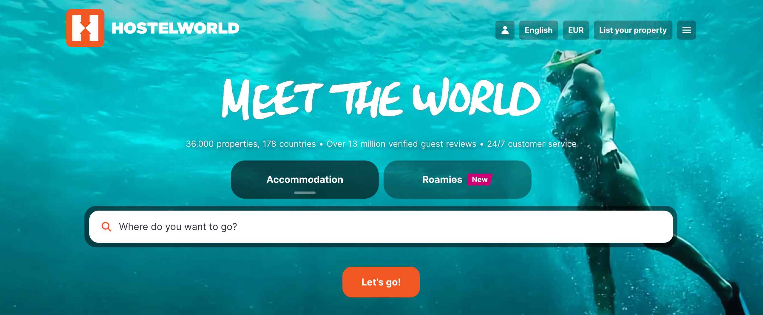 Hostelworld Main Page
