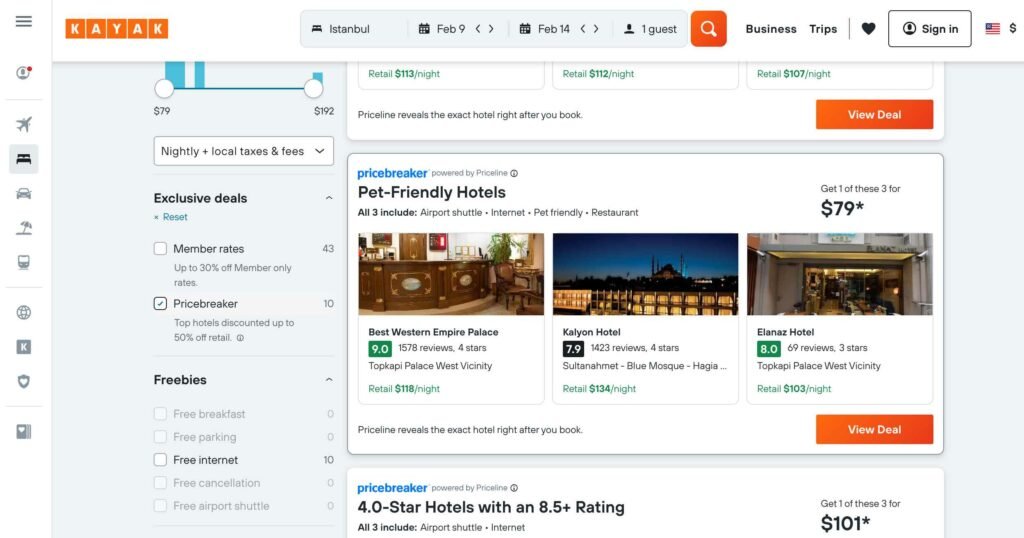 Kayak Price Breaker Hotel Deals