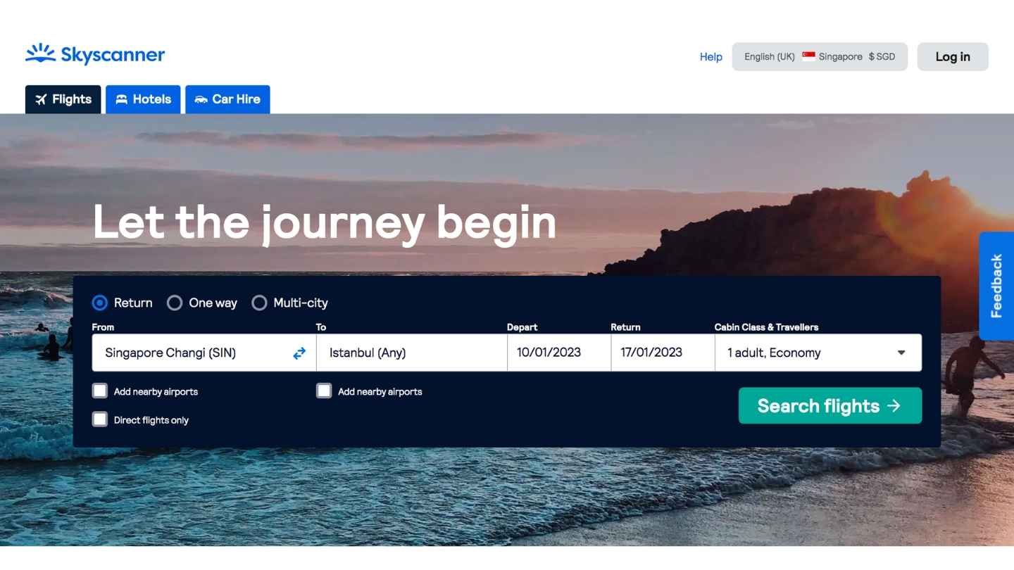 Skyscanner Homepage