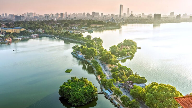 Aerial shot of Tay Ho district in Hanoi