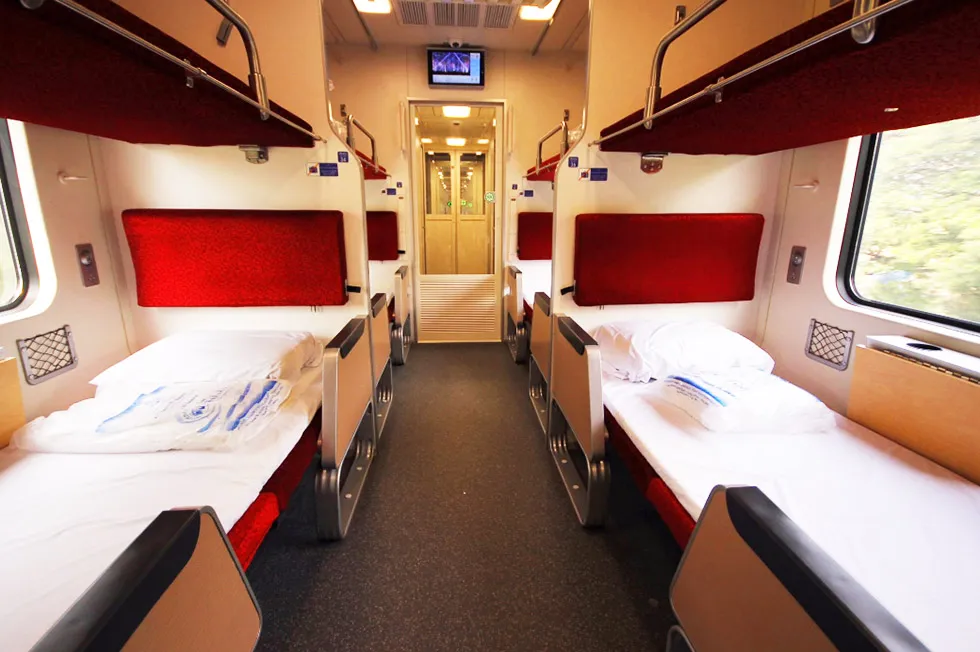 First class sleeper train accommodation in Thailand