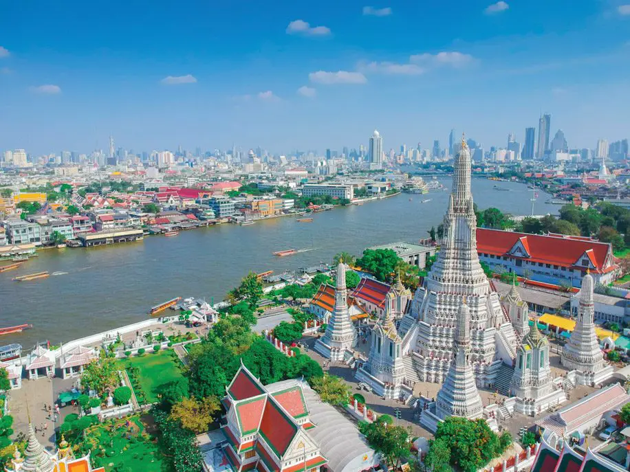Aerial view of the Grand Palace in Bangkok