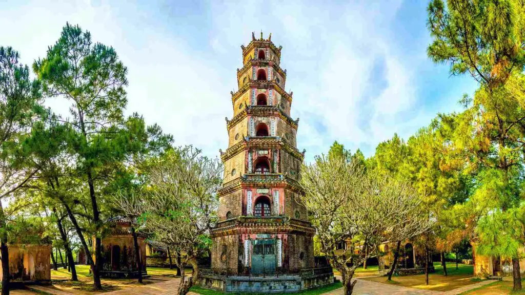 The 7-story Thien Mu Pagoda in Hue Vietnam