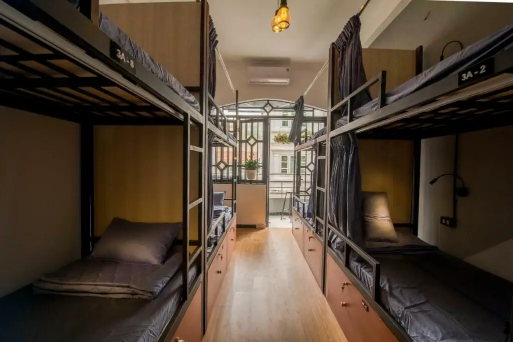Bunk beds in hostel room