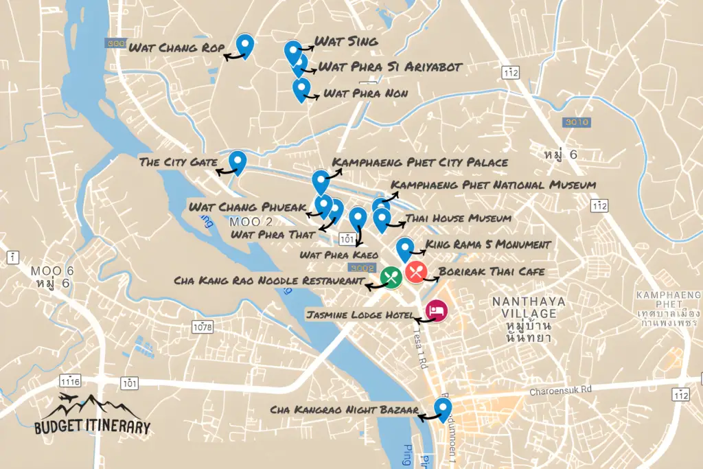 Kamphaeng Phet Itinerary Map Overview