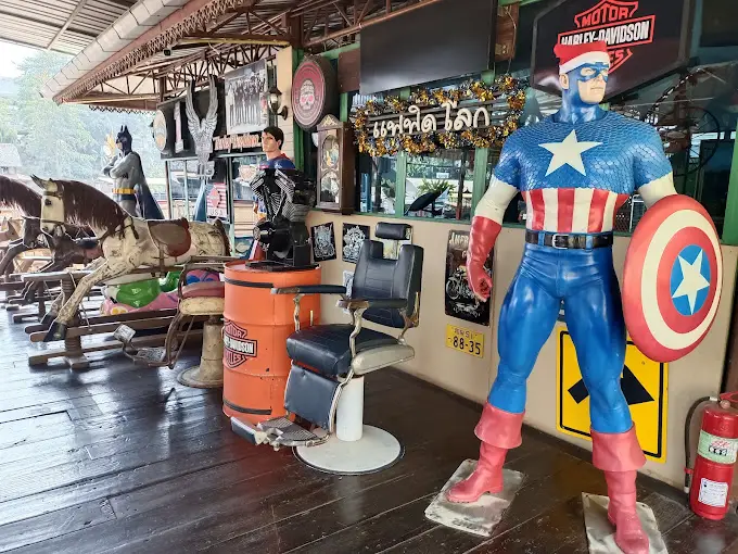 The superhero statues at Pae Pid Lok in Phitsanulok